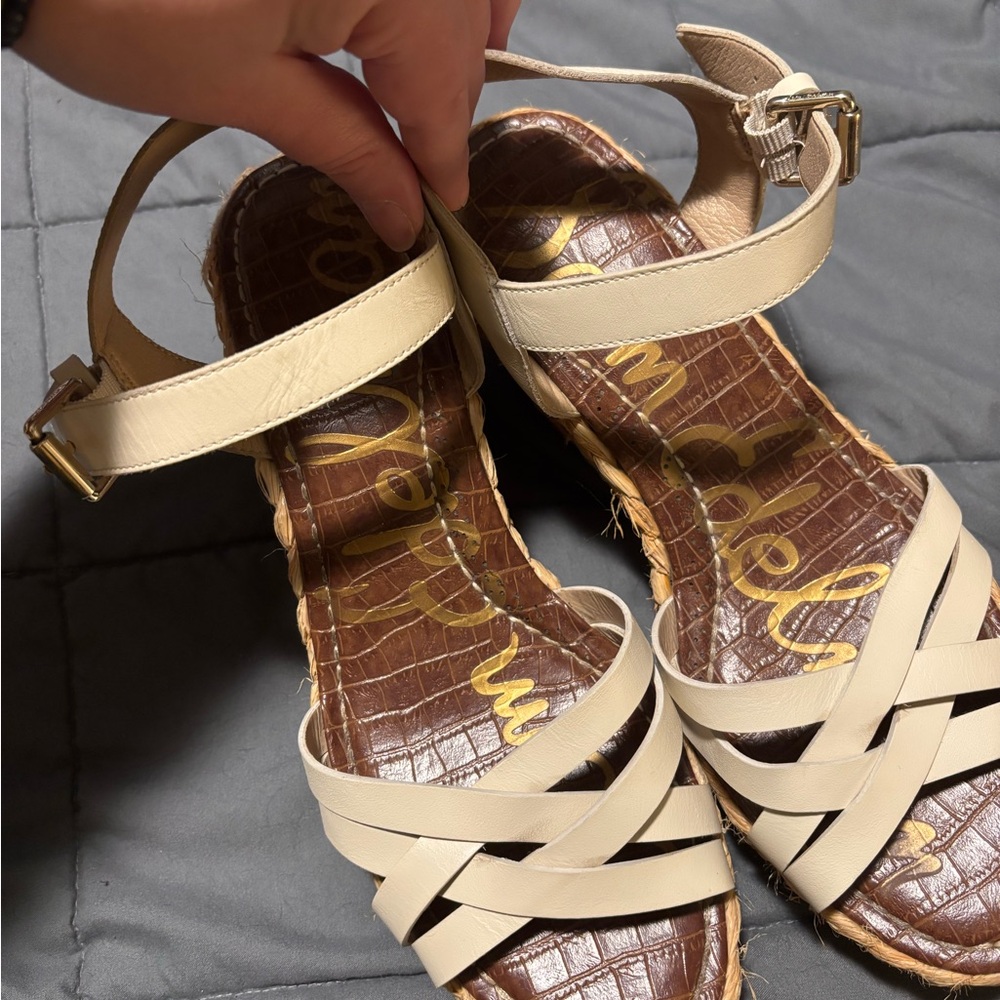 SAM EDELMAN Ivory Darline Platform Espadrille Wedge Sandals Womens Size 11 - Picture 2 of 10